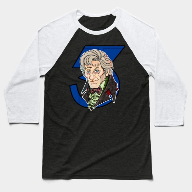 The Third Doctor Baseball T-Shirt by RoguePlanets